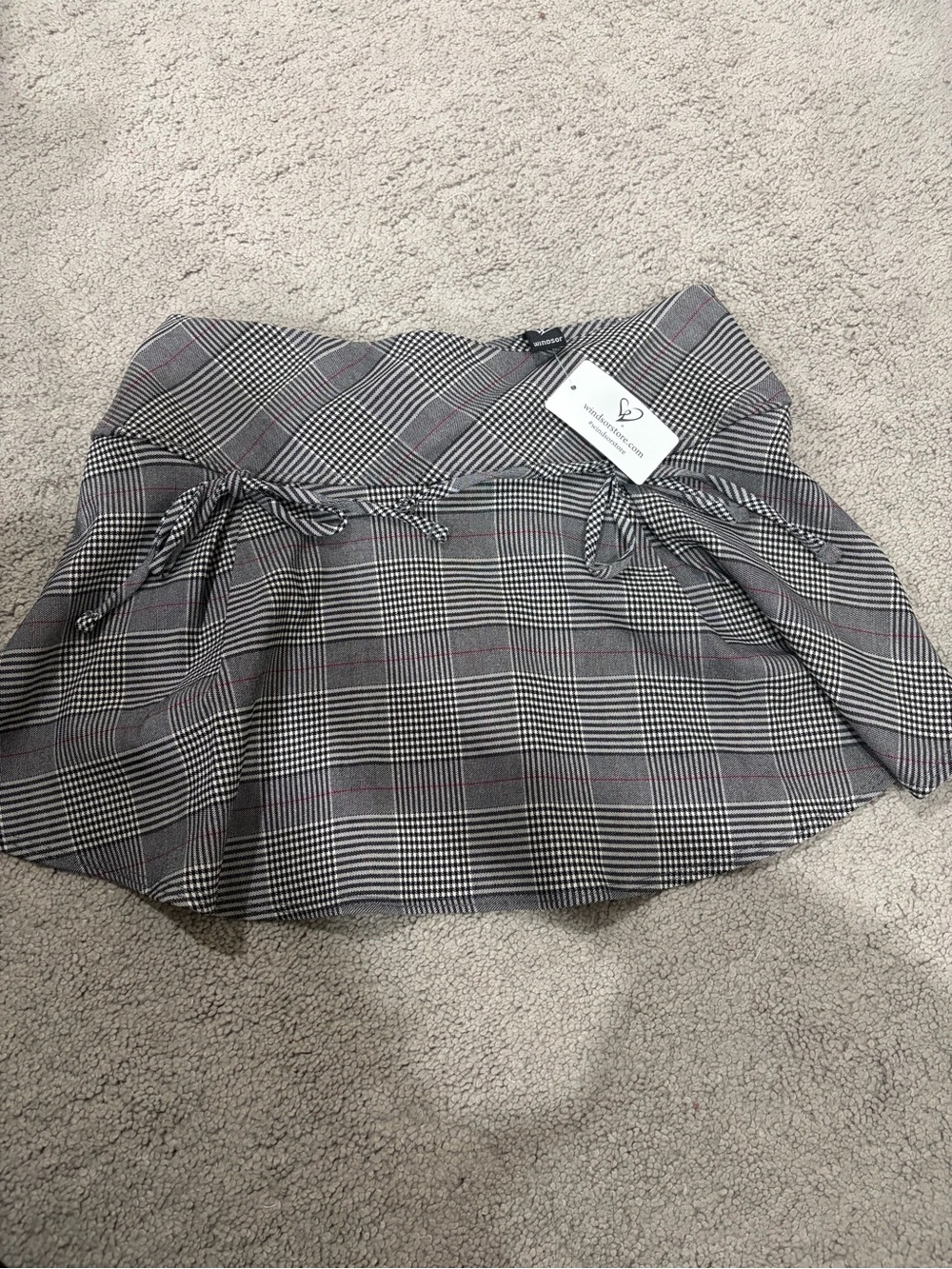 NWT Windsor Gray Plaid Circle Skirt with Side Ties